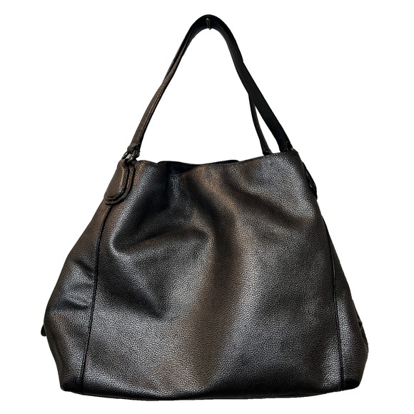 Coach Edie 31 Pebbled Leather Shoulder Bag Metallic Gunmetal 87399 - Picture 9 of 16